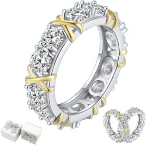 925 Sterling Silver Magnetology Moissanite Diamond Ring, Couple's Magnetic Zircon Shaping Cross Full Moissanite Ring (B,6)