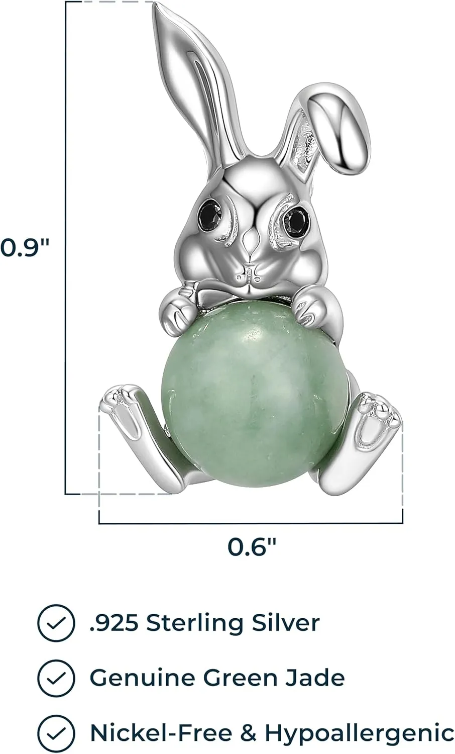 .925 Sterling Silver Rhodium or 18K Gold Plated Genuine Jade Pendant Necklaces for Women - Animal Design with Sparkling Gemstones Accents, Hypoallergenic Sterling Silver Necklace 18 inch