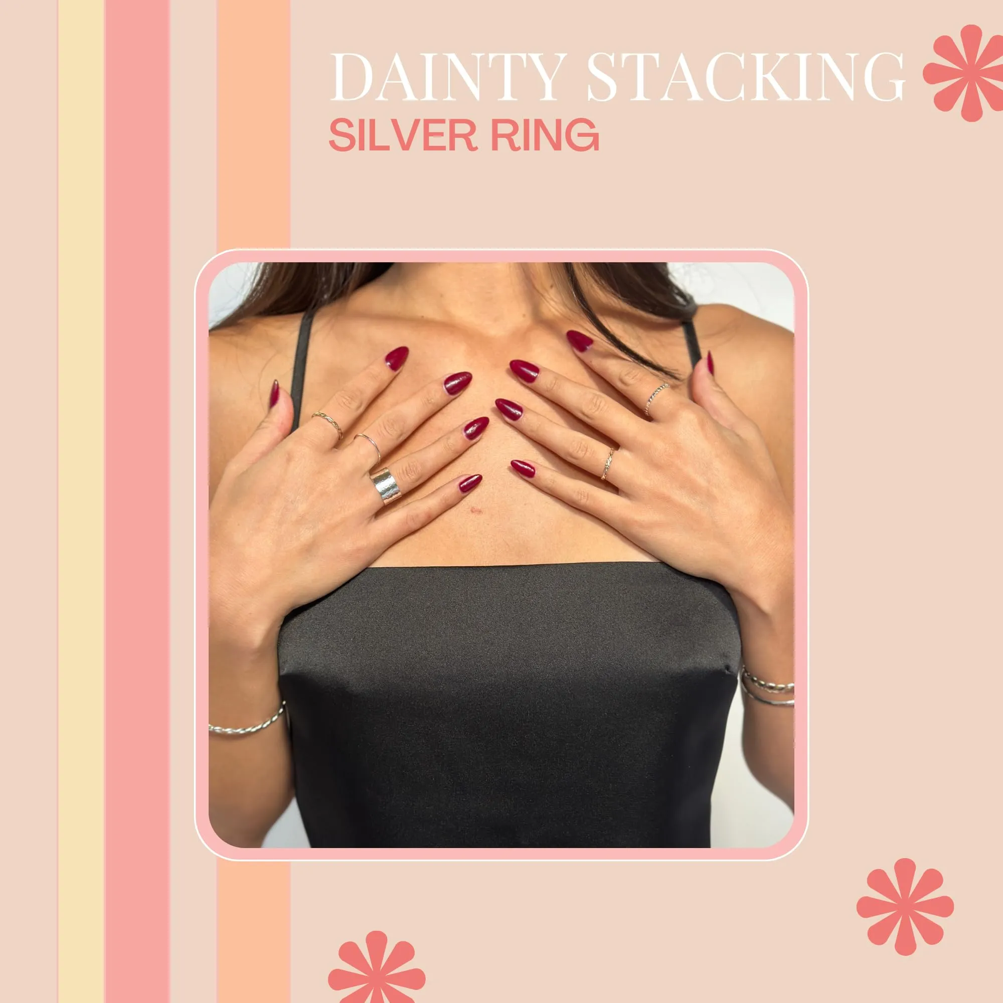 925 Sterling Silver Stacking Rings Handmade In USA | Dainty Simple and Minimalist Silver Jewelry | Thin Silver Band | Trendy Gifts for Mom, Sister, Friend (9)