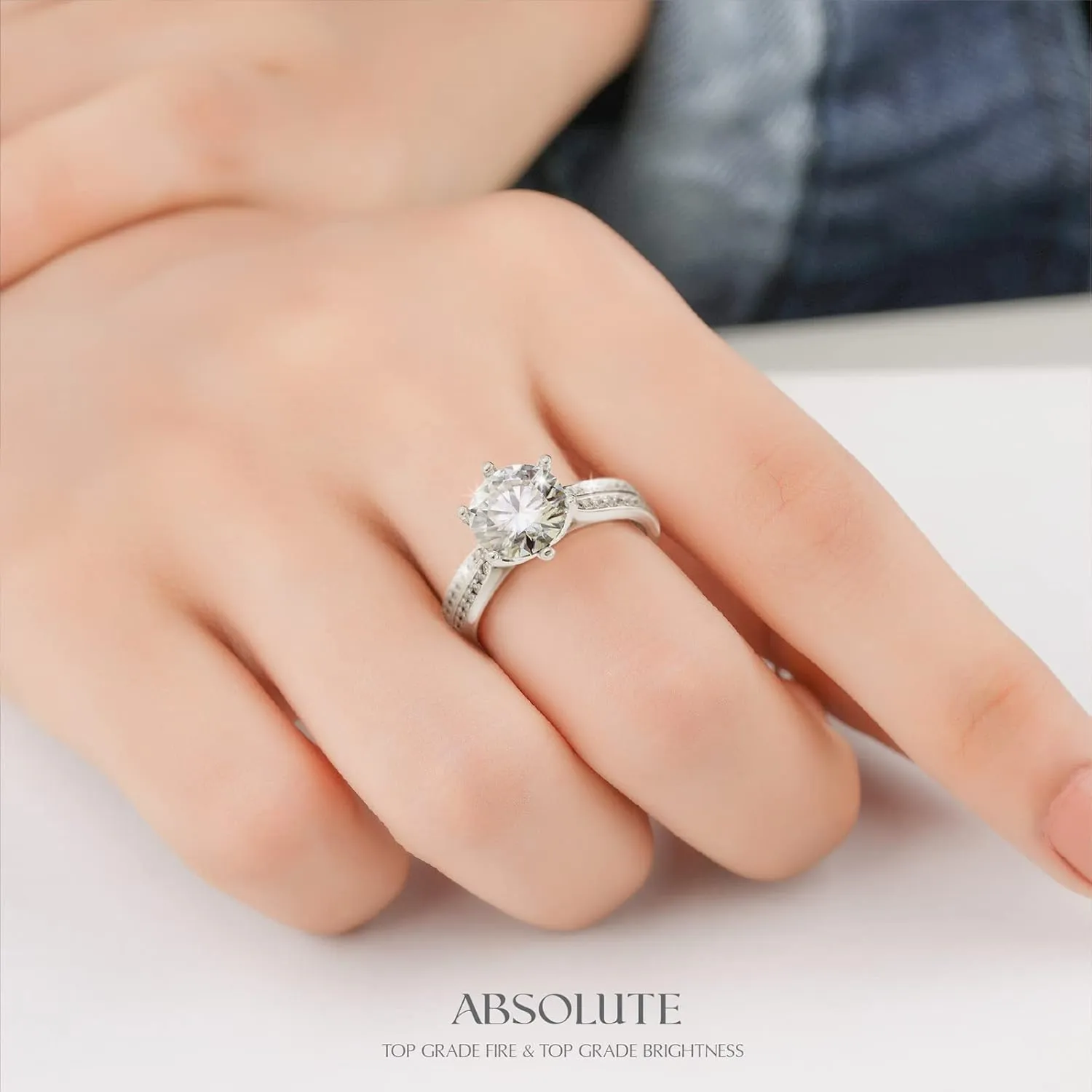 ABSOLUTE Moissanite Rings for Womens Engagement Rings Gift For Her Rings 925 Sterling Silver Rings And Anniversary With Certificate Mossinate Rings for Women