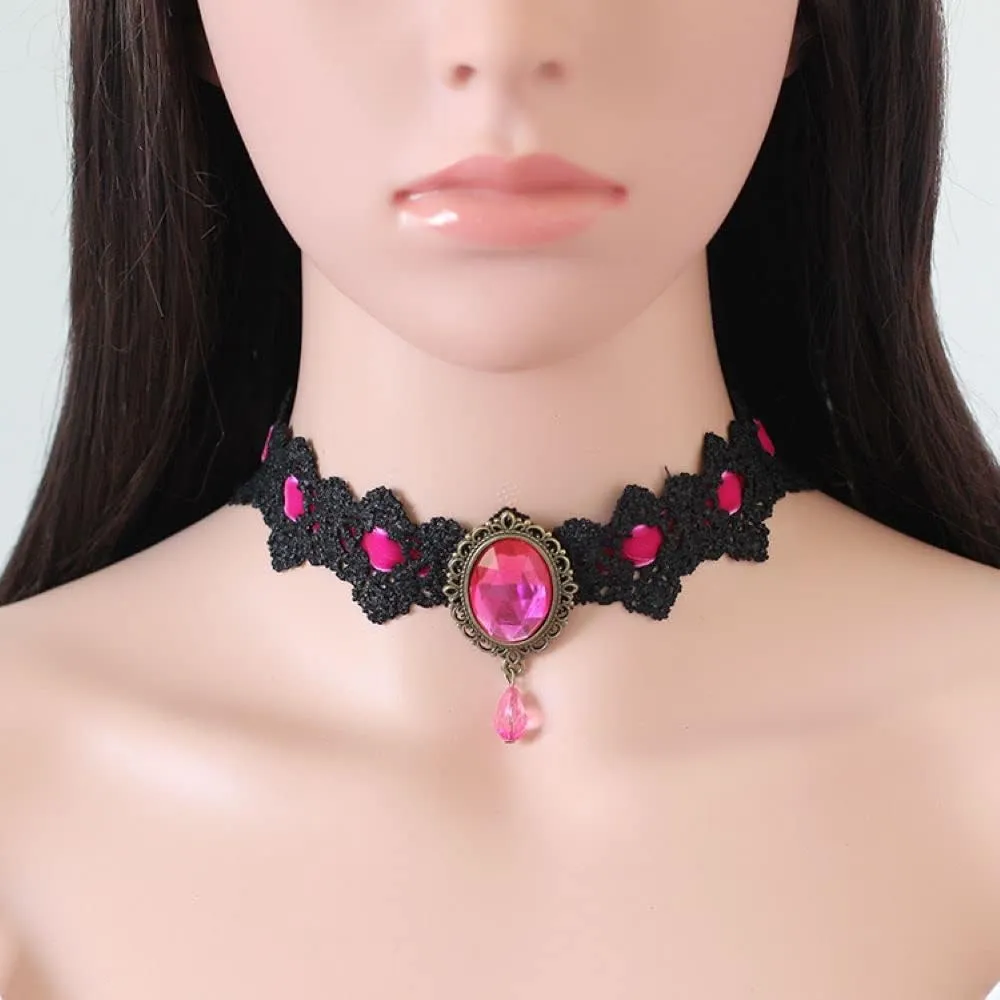 AOCHEE Black Lace Choker Necklace Lace Gothic Choker for Women for Halloween Weeding Costume Party Prom Vampire Choker