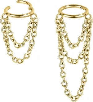 AoedeJ 2 Pcs Dangle Cartilage Earring Hoop with Chain Helix Hoop Earrings Helix Hoops Helix Ring Cartilage Hoop Earrings for Women