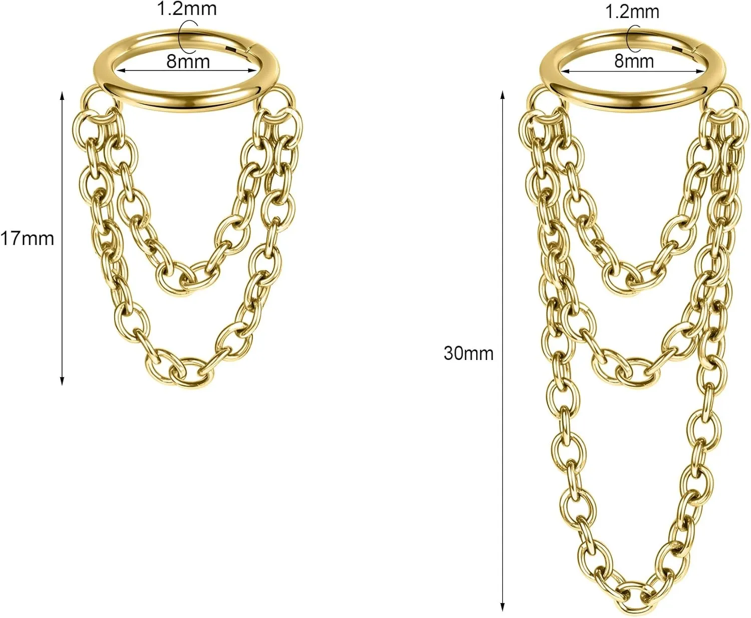 AoedeJ 2 Pcs Dangle Cartilage Earring Hoop with Chain Helix Hoop Earrings Helix Hoops Helix Ring Cartilage Hoop Earrings for Women