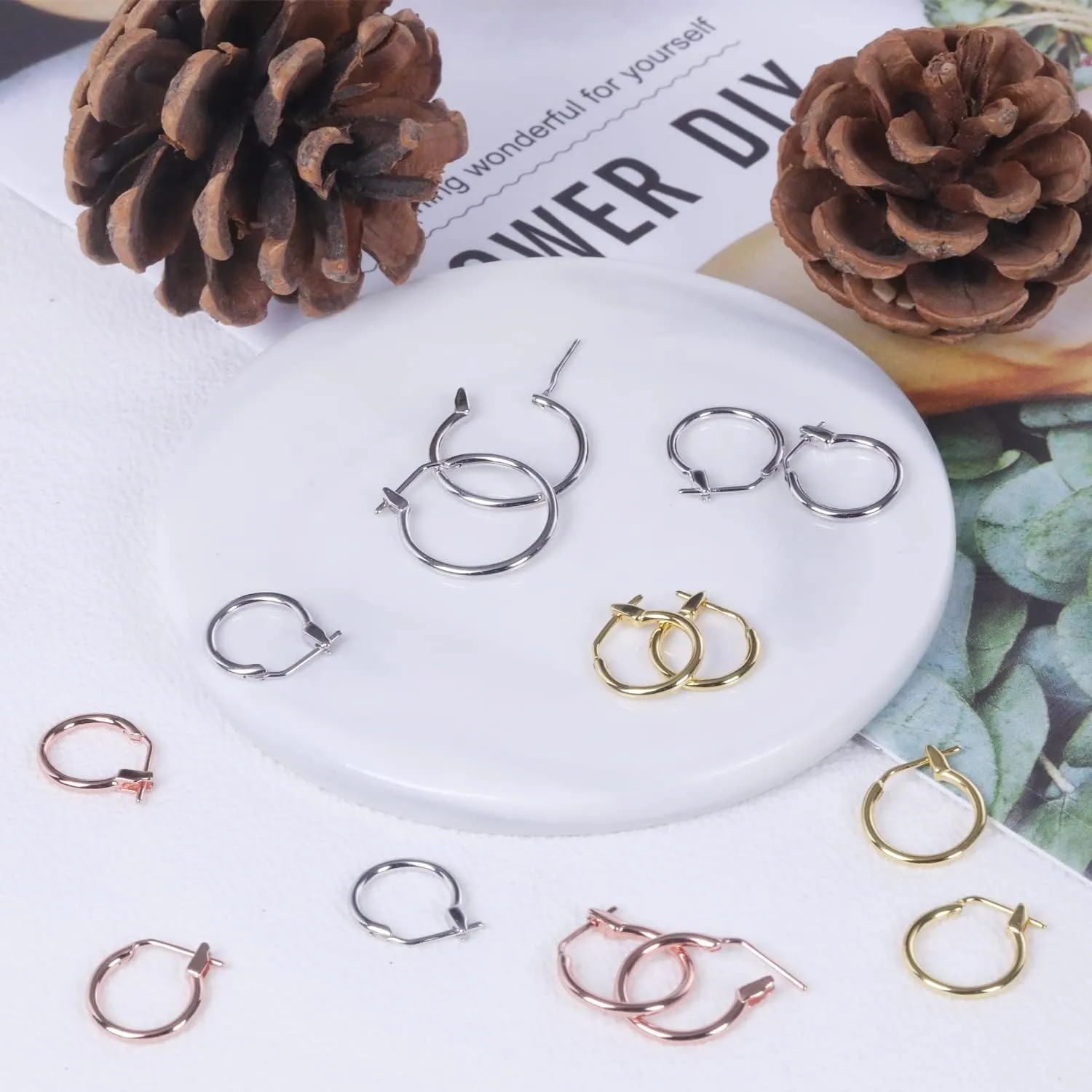 AoedeJ 925 Sterling Silver Hoop Earrings, High Polished Round Tiny Click-Top Hoop Earrings, Small Clasp Hoop Piercing Earrings
