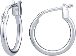 AoedeJ 925 Sterling Silver Hoop Earrings, High Polished Round Tiny Click-Top Hoop Earrings, Small Clasp Hoop Piercing Earrings
