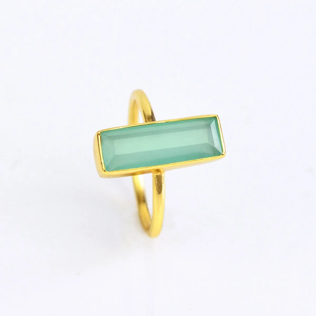 Aqua Chalcedony Bar Ring : March Birthstone