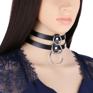 Aurelia Mono - Gothic Leather Choker by The Nevermore