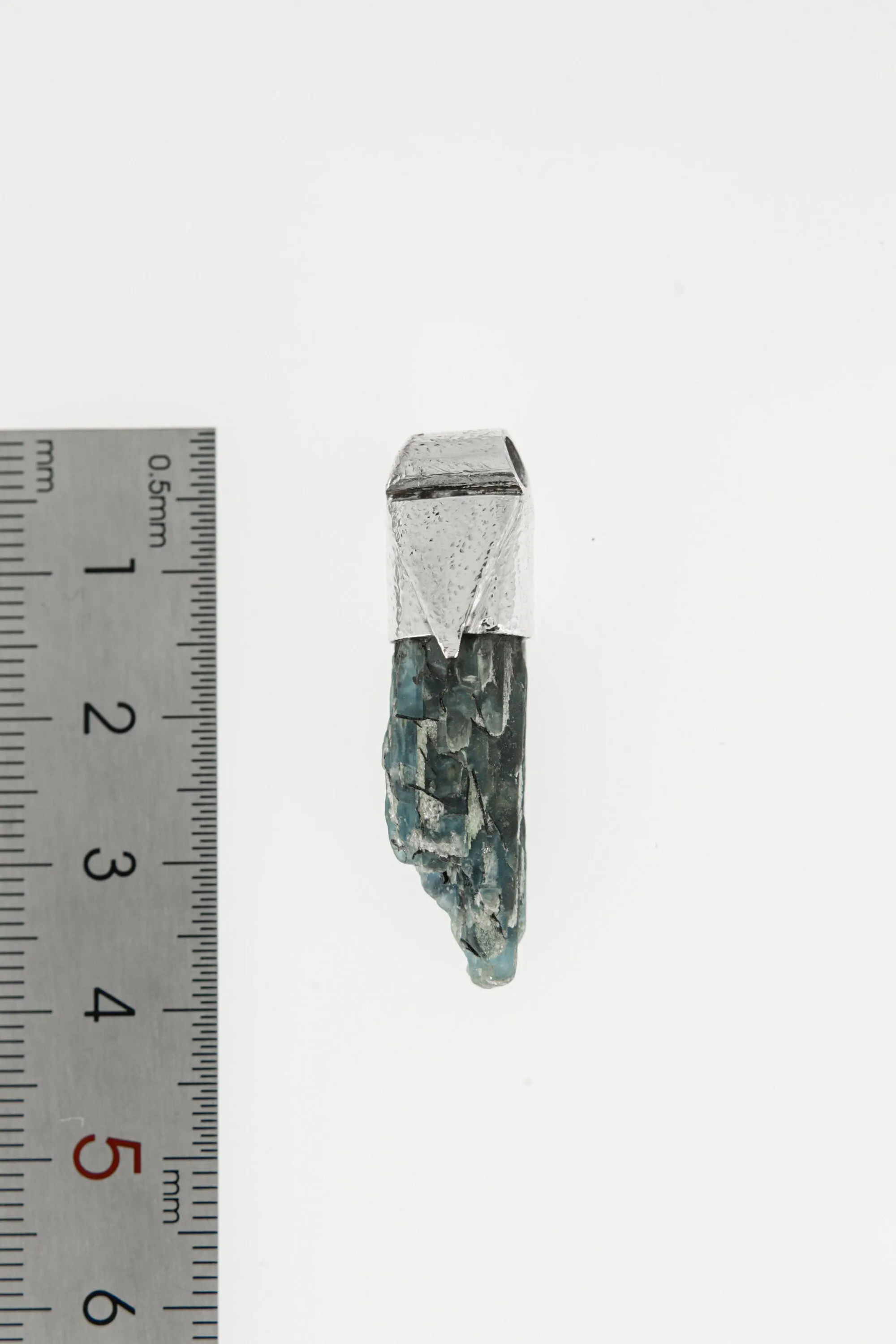 Australian Ocean Kyanite Organic Stack Pendant, textured 925 Sterling Silver, Throat Chakra, Pisces, Calming Communication, Unique Gift