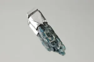 Australian Ocean Kyanite Organic Stack Pendant, textured 925 Sterling Silver, Throat Chakra, Pisces, Calming Communication, Unique Gift