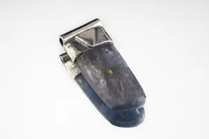 Australian Ocean Kyanite - Stack Pendant - Organic Textured 925 Sterling Silver - Crystal Necklace- NO/02
