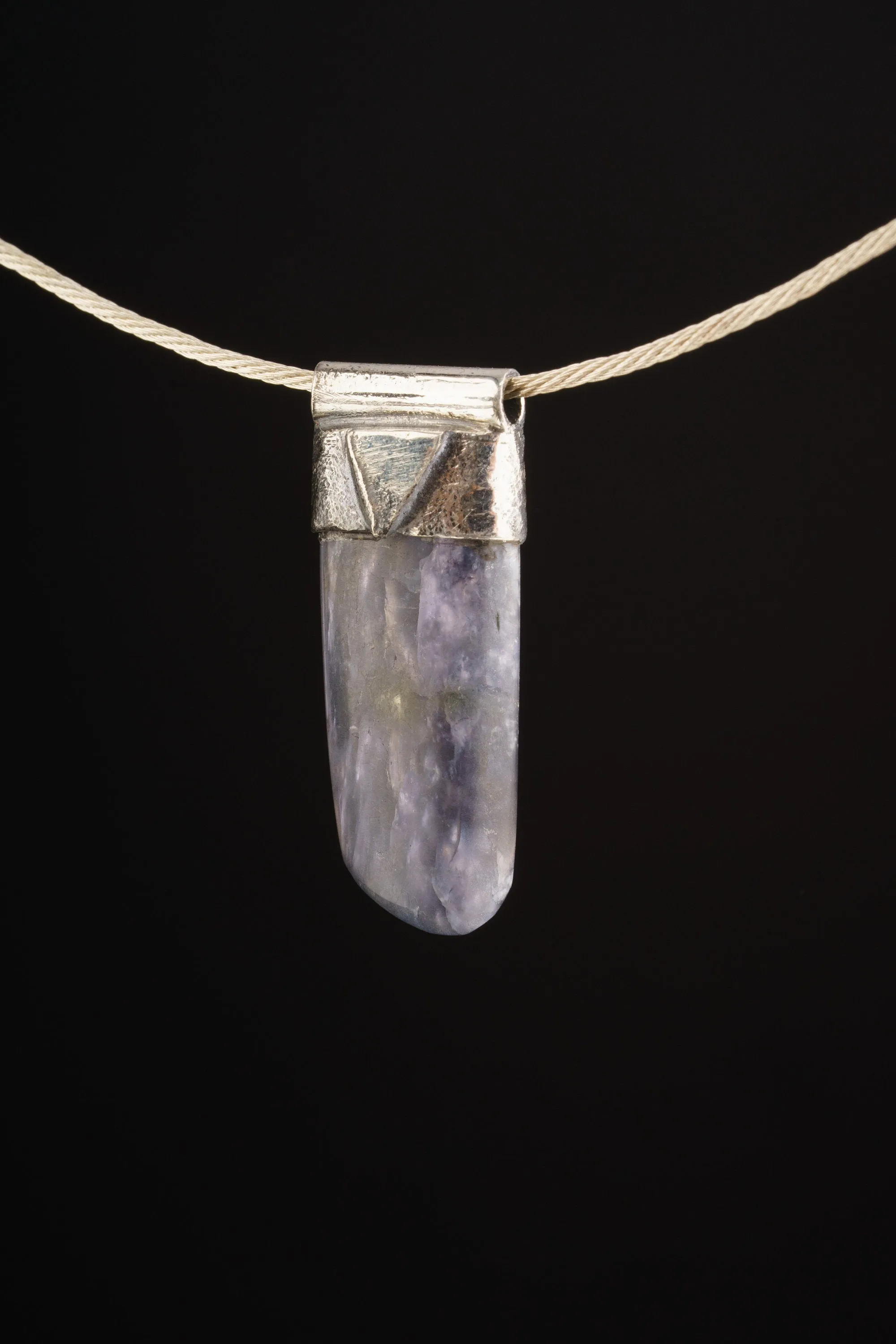Australian Ocean Kyanite - Stack Pendant - Organic Textured 925 Sterling Silver - Crystal Necklace- NO/02