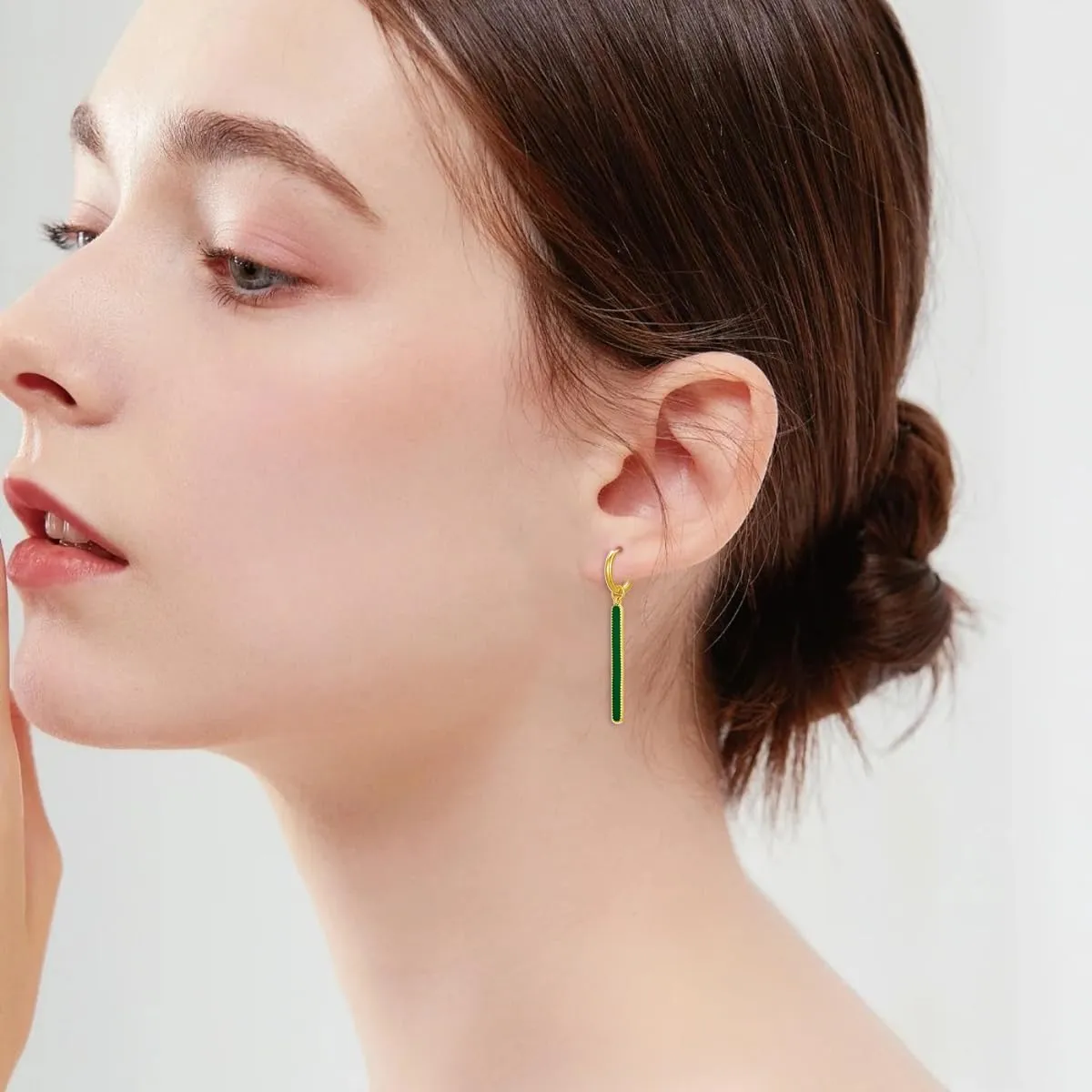 Bar Earrings 925 Sterling Silver 18K Gold Plated Simple Style Bar Dangle Earrings Earrings for Women