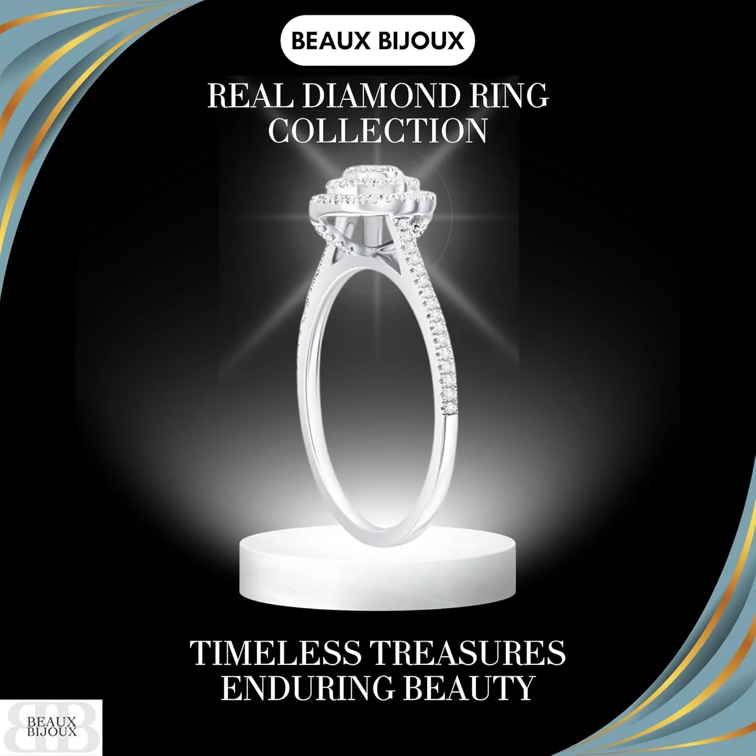 Beaux Bijoux Real Diamond Rings for Women in Sterling Silver - Engagement, Promise Anniversary, Genuine Fine Diamond Rings in Multiple Shapes and Styles