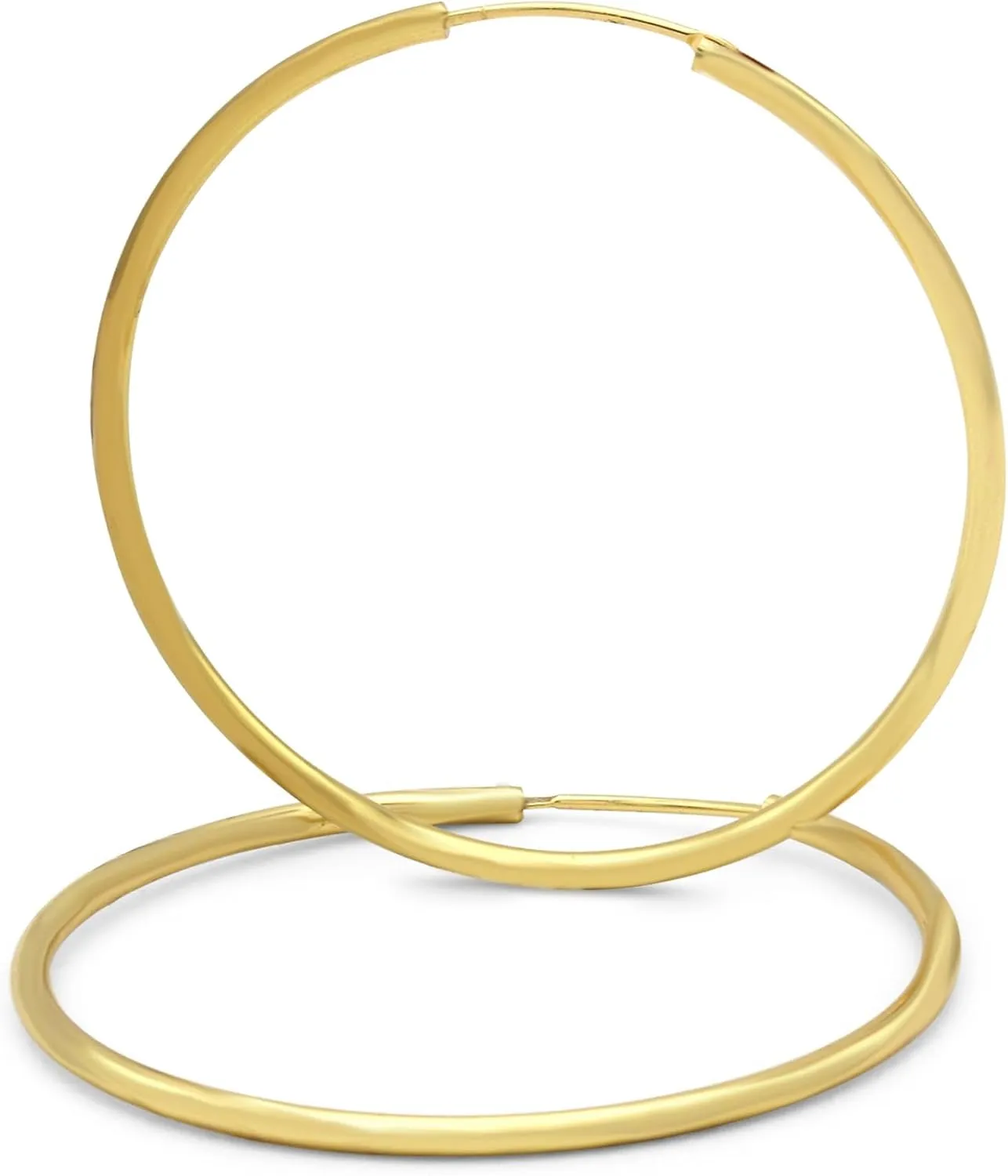 BEBERLINI Plain Hoop Earrings 14K Gold Filled Large Hip Hop Hoops Fashion Ear Jewelry Women 3 mm Thick