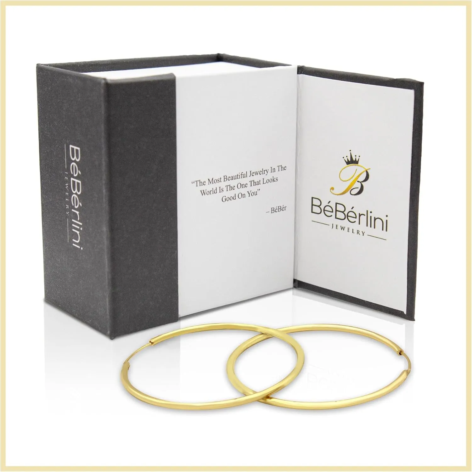 BEBERLINI Plain Hoop Earrings 14K Gold Filled Large Hip Hop Hoops Fashion Ear Jewelry Women 3 mm Thick