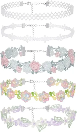 Bethynas Lace Choker Set for Women Elegant Classic Flower Necklace Colorful Floral Velvet Collar Choker Bridal Summer Party Statement Lolita Accessories