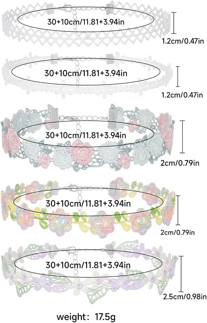 Bethynas Lace Choker Set for Women Elegant Classic Flower Necklace Colorful Floral Velvet Collar Choker Bridal Summer Party Statement Lolita Accessories