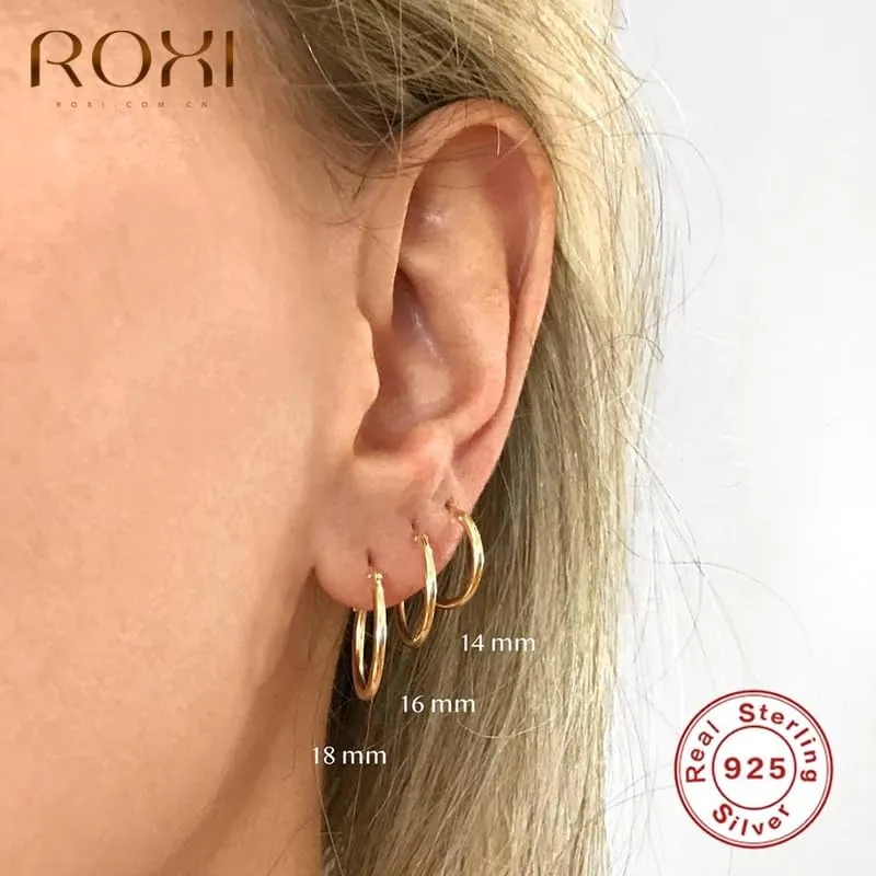 Big Size Glossy Minimalism Hoop Earrings For Women Men Geometry 925 Sterling Silver Unusual Earrings Cartilage Pendientes