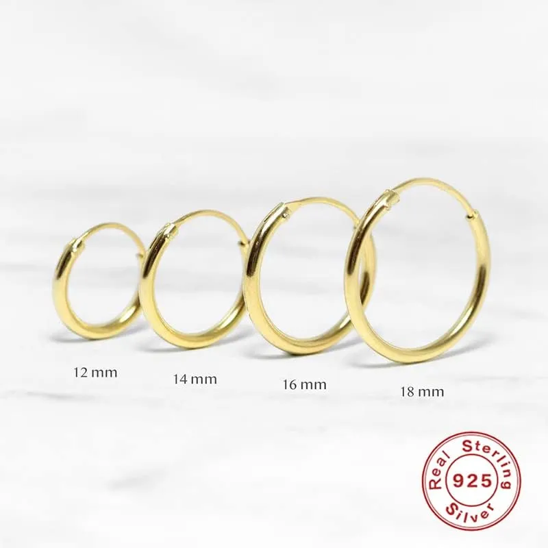 Big Size Glossy Minimalism Hoop Earrings For Women Men Geometry 925 Sterling Silver Unusual Earrings Cartilage Pendientes