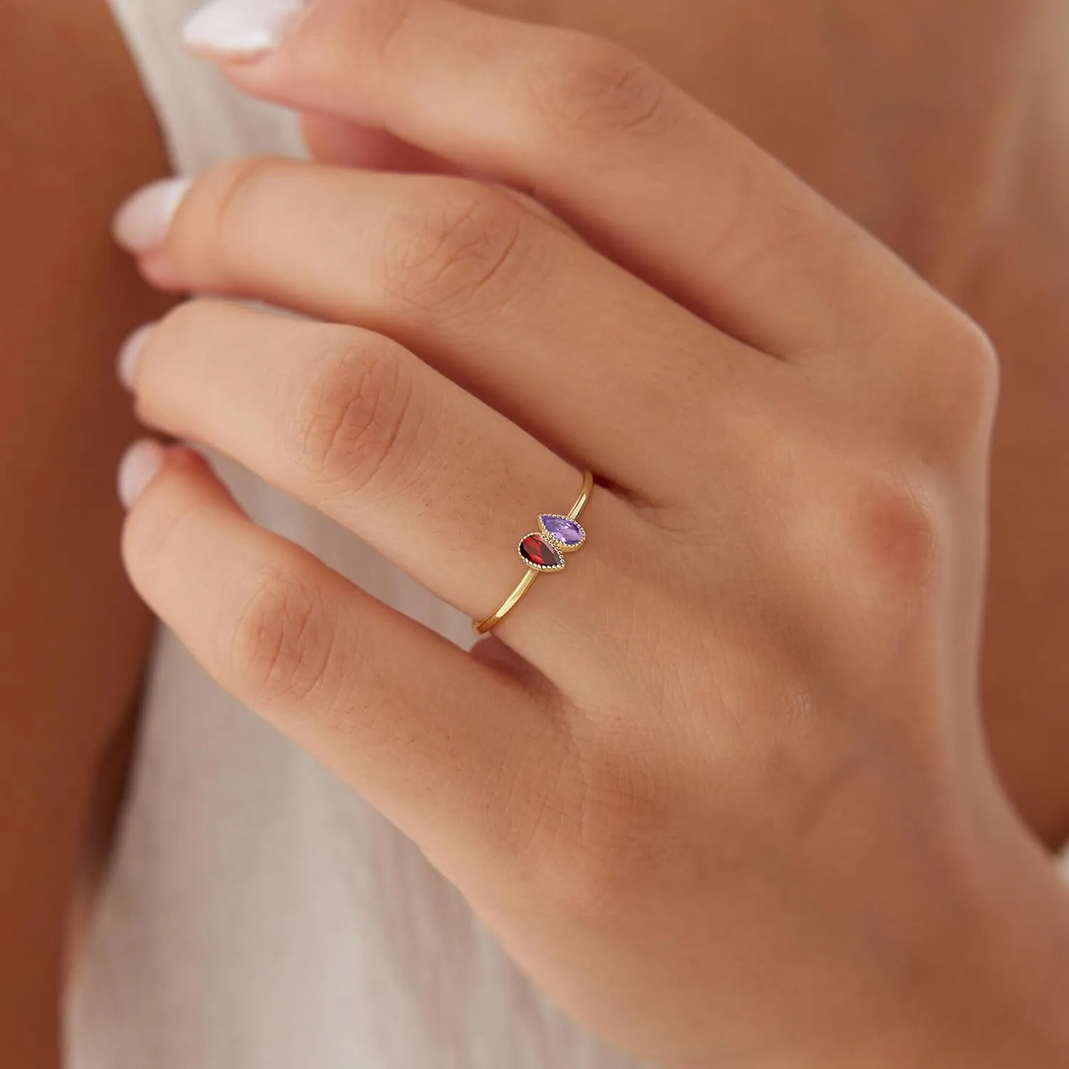 Birthday Gifts Birthstone Rings for Women Teen Girl Trendy Stuff Adjustable 14k Gold Plated CZ Promise Rings for Her Stacking Wedding Anniversary Engagement Birthday Gift Jewelry