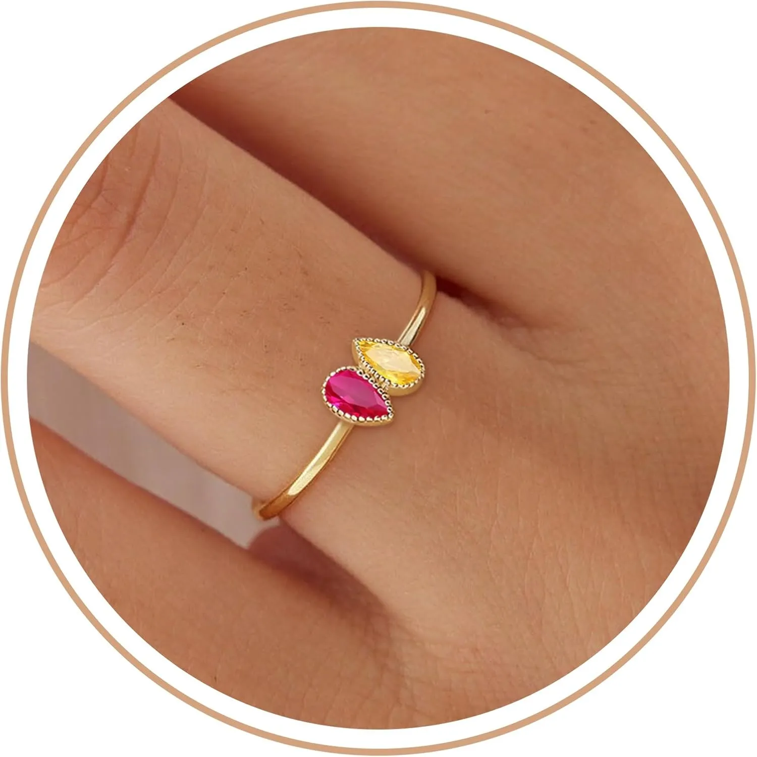Birthday Gifts Birthstone Rings for Women Teen Girl Trendy Stuff Adjustable 14k Gold Plated CZ Promise Rings for Her Stacking Wedding Anniversary Engagement Birthday Gift Jewelry