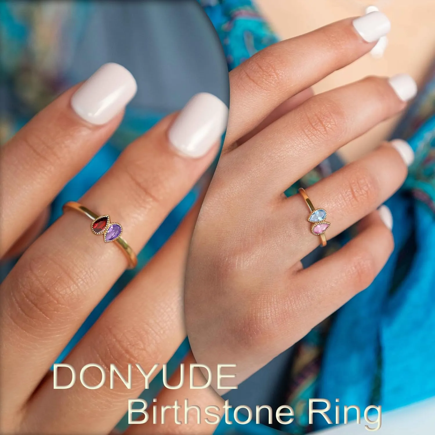 Birthday Gifts Birthstone Rings for Women Teen Girl Trendy Stuff Adjustable 14k Gold Plated CZ Promise Rings for Her Stacking Wedding Anniversary Engagement Birthday Gift Jewelry