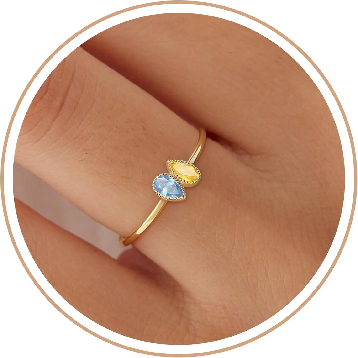 Birthday Gifts Birthstone Rings for Women Teen Girl Trendy Stuff Adjustable 14k Gold Plated CZ Promise Rings for Her Stacking Wedding Anniversary Engagement Birthday Gift Jewelry