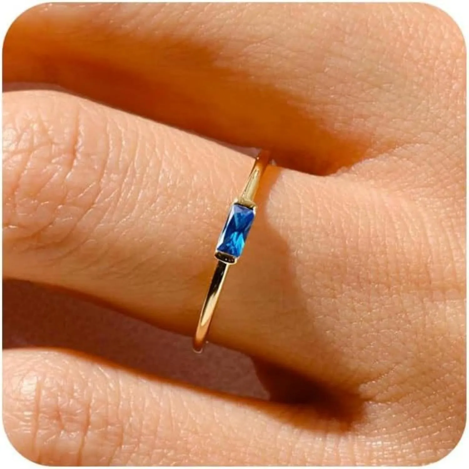 Birthstone Ring for Women Gold Plated Non Tarnish Silver Stacking Ring CZ Emerald Green Gemstone Ring for Birthday Jewelry Gifts Size 6-8