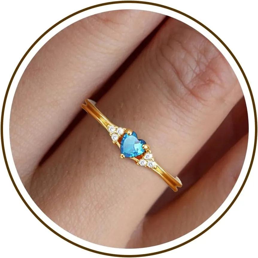Birthstone Rings for Women Adjustable Non Tarnish Gold Rings Mothers Day Birthday Gift for Mom Daughter 1-12 Months Birthstone Ring Size 5-10# Graduation Christmas Jewelry