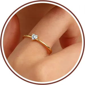 Birthstone Rings for Women, Birthday Gifts for Teen Dainty 14K Gold Plated Rings Stocking Stuffers for Teens 1-12 Months Birthstone Rings Size 5-10# Anniversary Christmas Gift Birthstone Jewelry