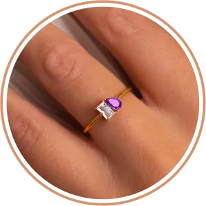 Birthstone Rings for Women Non Tarnish Gold Rings Mothers Day Gifts Birthday Gifts for Teen Girls Dainty 14K Plated Adjustable CZ Stacking Promise Ring Christmas Stocking Stuffers Anniversary Jewelry for Friend Sister Girlfriend Mom
