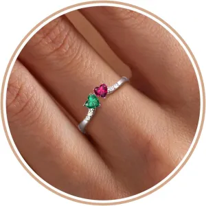 Birthstone Rings for Women Teen Girl Gifts Stacking Gold Rings Non Tarnish 2 Love Heart Birthstone Promise Wedding Mothers Day Anniversary Birthday Gift Jewelry