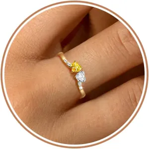 Birthstone Rings for Women Teen Girl Gifts Stacking Gold Rings Non Tarnish 2 Love Heart Birthstone Promise Wedding Mothers Day Anniversary Birthday Gift Jewelry