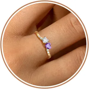 Birthstone Rings for Women Teen Girl Gifts Stacking Gold Rings Non Tarnish 2 Love Heart Birthstone Promise Wedding Mothers Day Anniversary Birthday Gift Jewelry