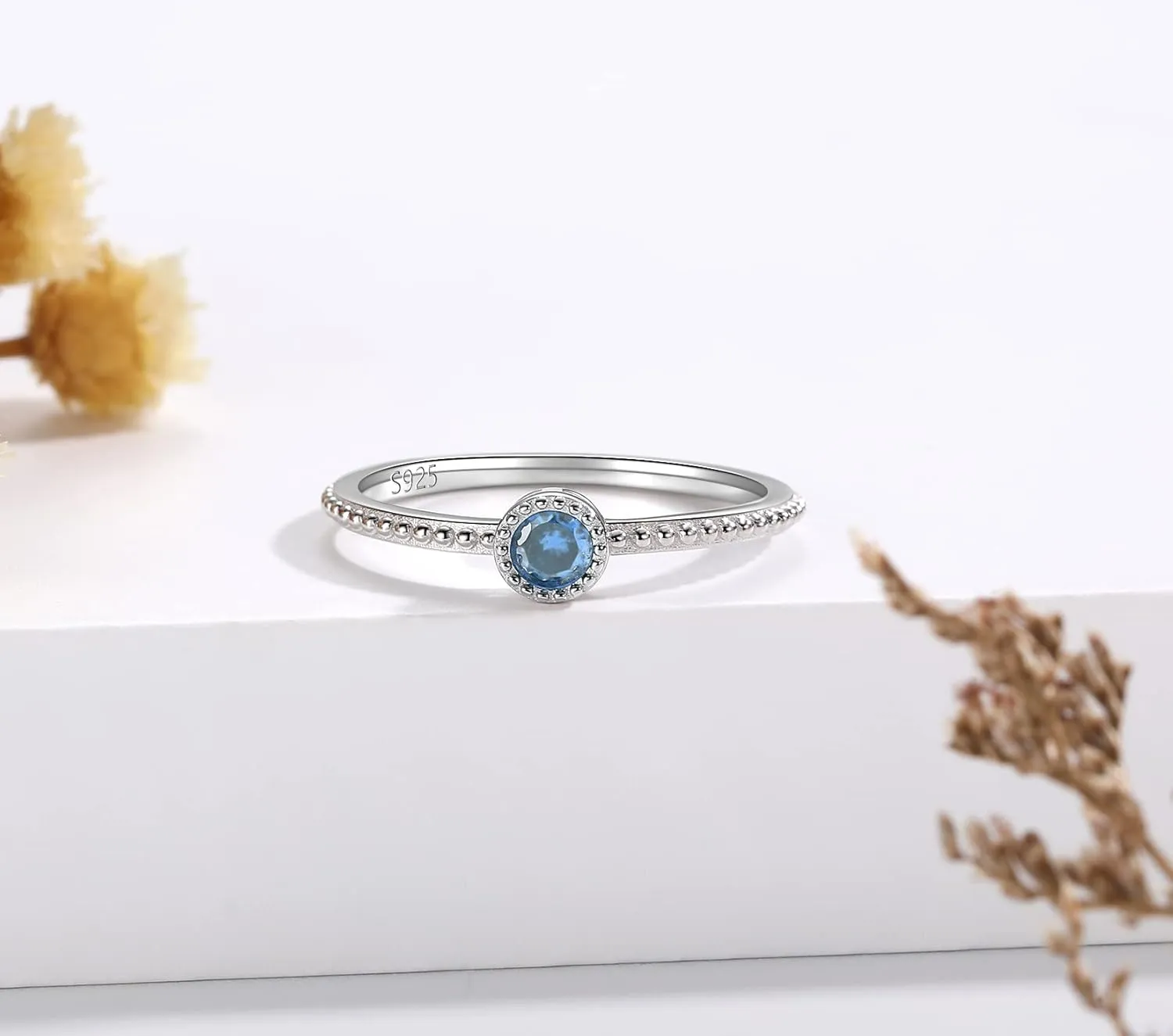 Birthstone Stackable Rings for Women: S925 Sterling Silver Heart Stacking Ring Knuckle Rings Band for Best Friends Christmas Anniversary Birthday Gifts Jewelry