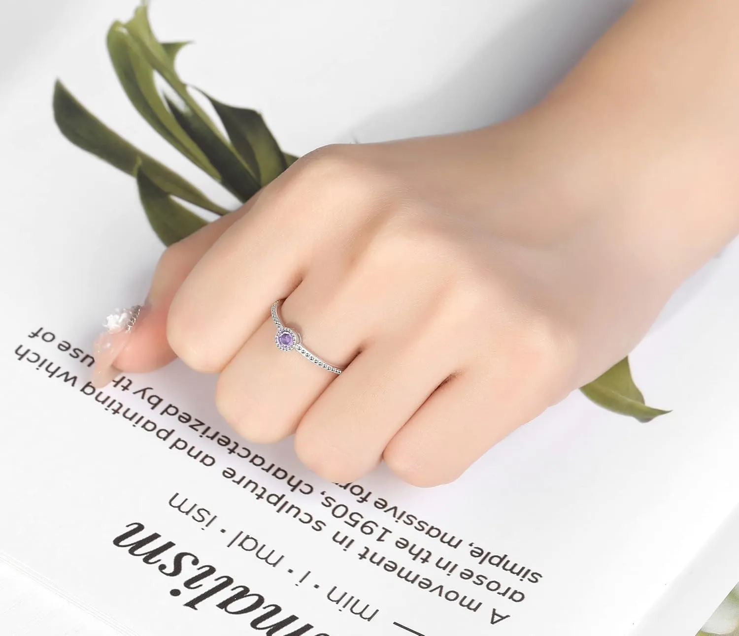 Birthstone Stackable Rings for Women: S925 Sterling Silver Heart Stacking Ring Knuckle Rings Band for Best Friends Christmas Anniversary Birthday Gifts Jewelry