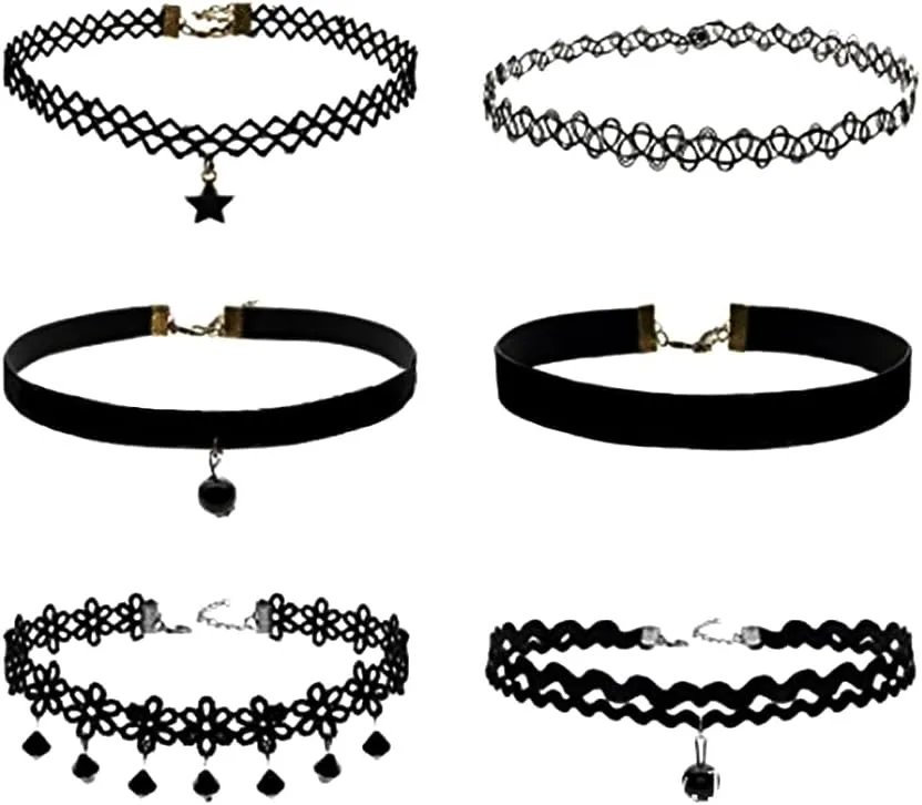 Black Choker Necklace Set for Women Velvet Choker Lace Choker Necklaces Black Lace Choker Set Daisy Choker Necklace Gothic Choker Punk Lace Choker Moon Choker