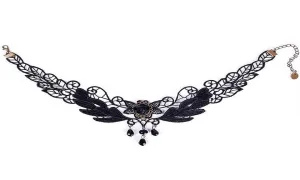 Black Lace Beads Choker Collar Necklace
