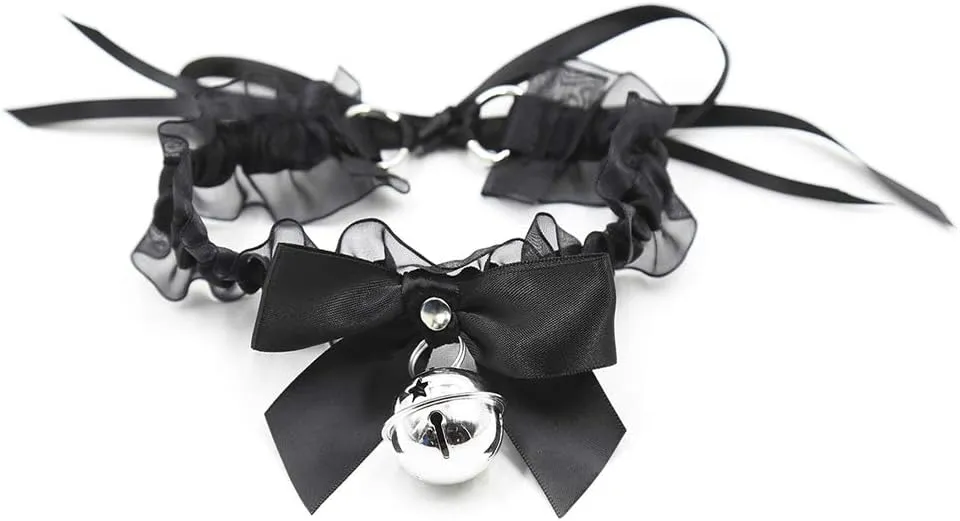 Black Punk Choker Charm Stretch Gothic Tattoo Chokers Necklace Set for Women Girls