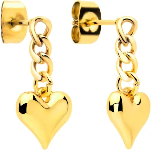 Body Candy Stainless Steel Chain Dangle Heart Pierced Stud Earrings Set for Women Men