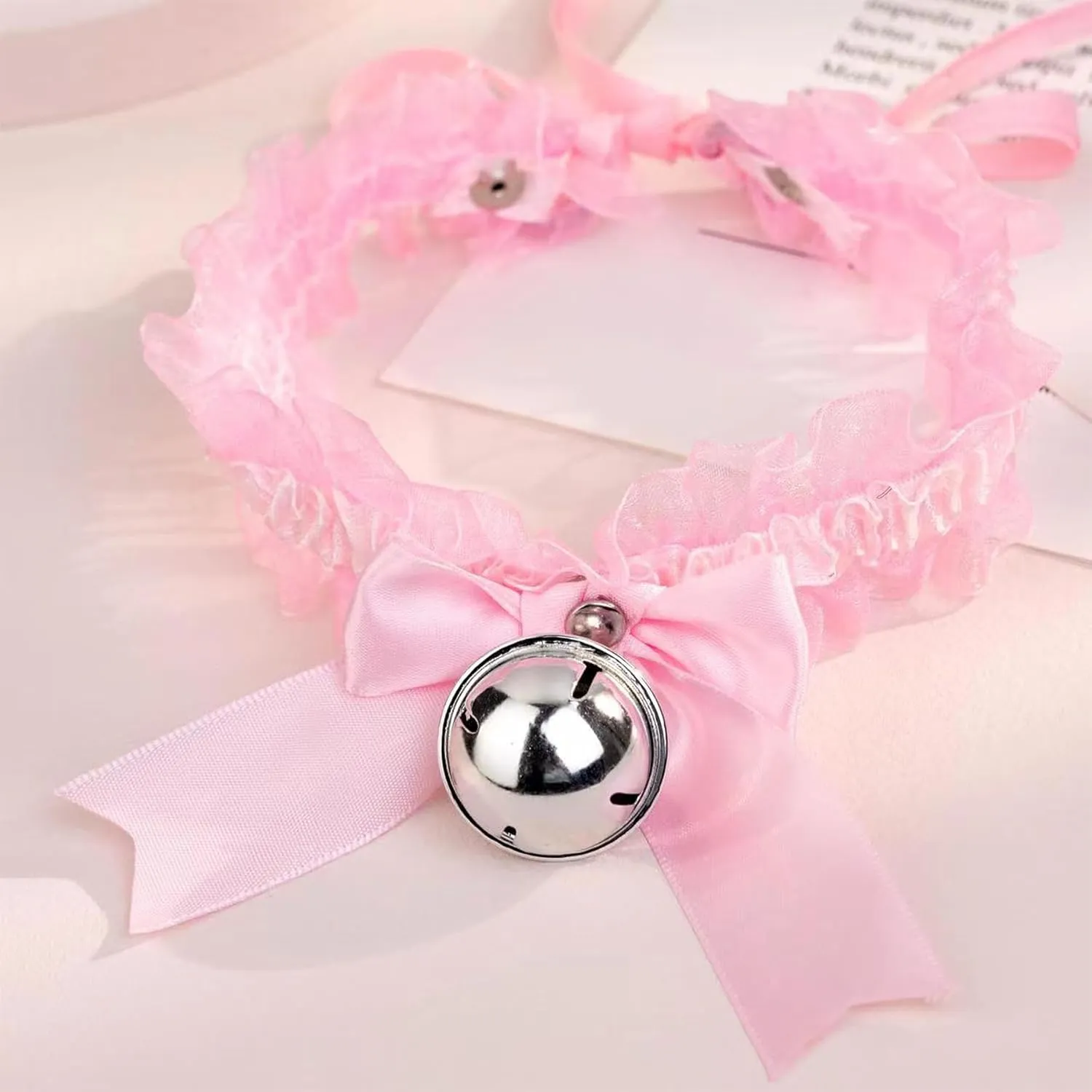 Bow Bell Choker Necklace for Women Lolita Bowknot Lace Necklace Gothic Black Rivet Neck Chain Cosplay Costume Punk Party Neck Accessories