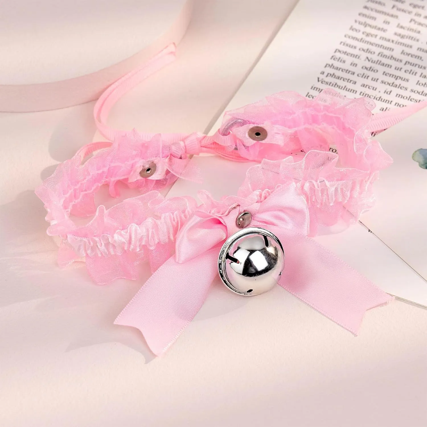 Bow Bell Choker Necklace for Women Lolita Bowknot Lace Necklace Gothic Black Rivet Neck Chain Cosplay Costume Punk Party Neck Accessories