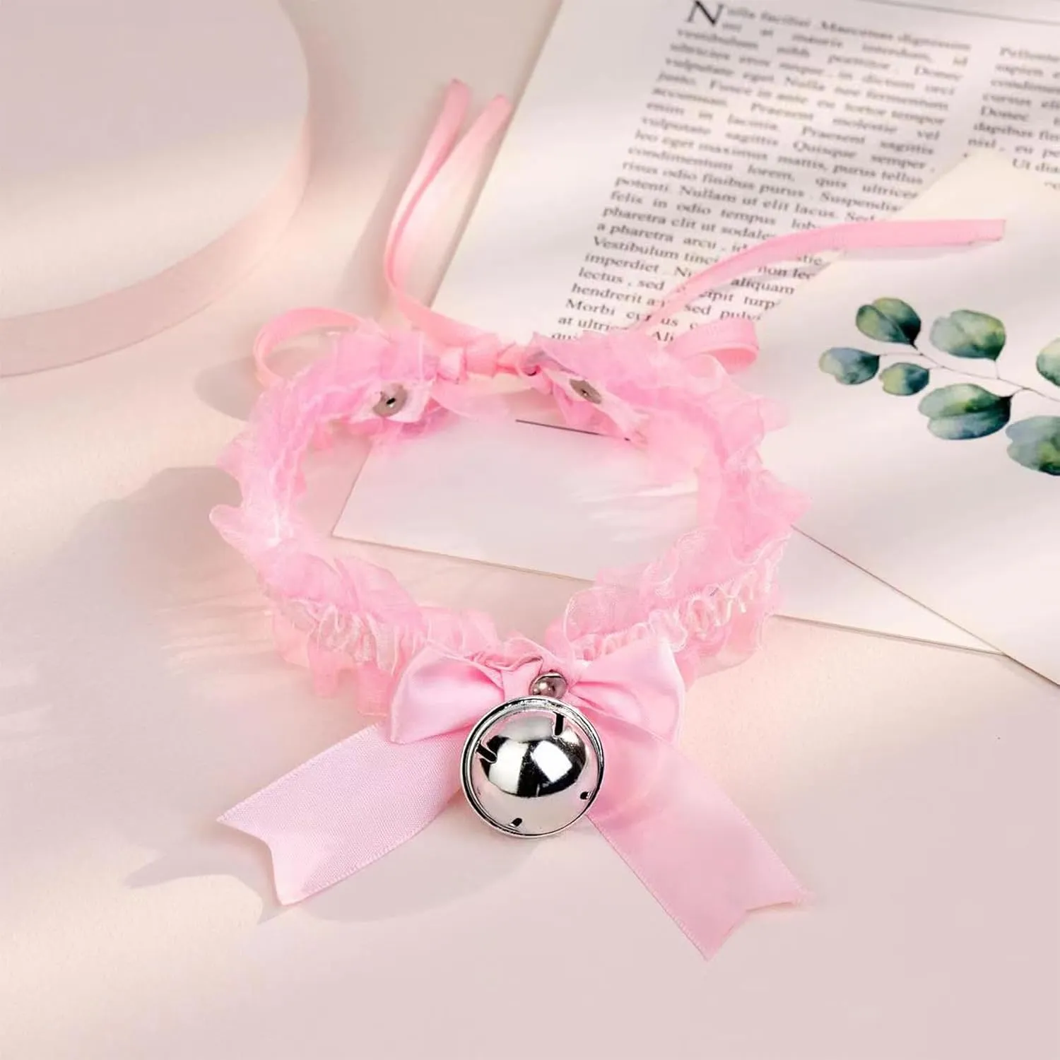 Bow Bell Choker Necklace for Women Lolita Bowknot Lace Necklace Gothic Black Rivet Neck Chain Cosplay Costume Punk Party Neck Accessories