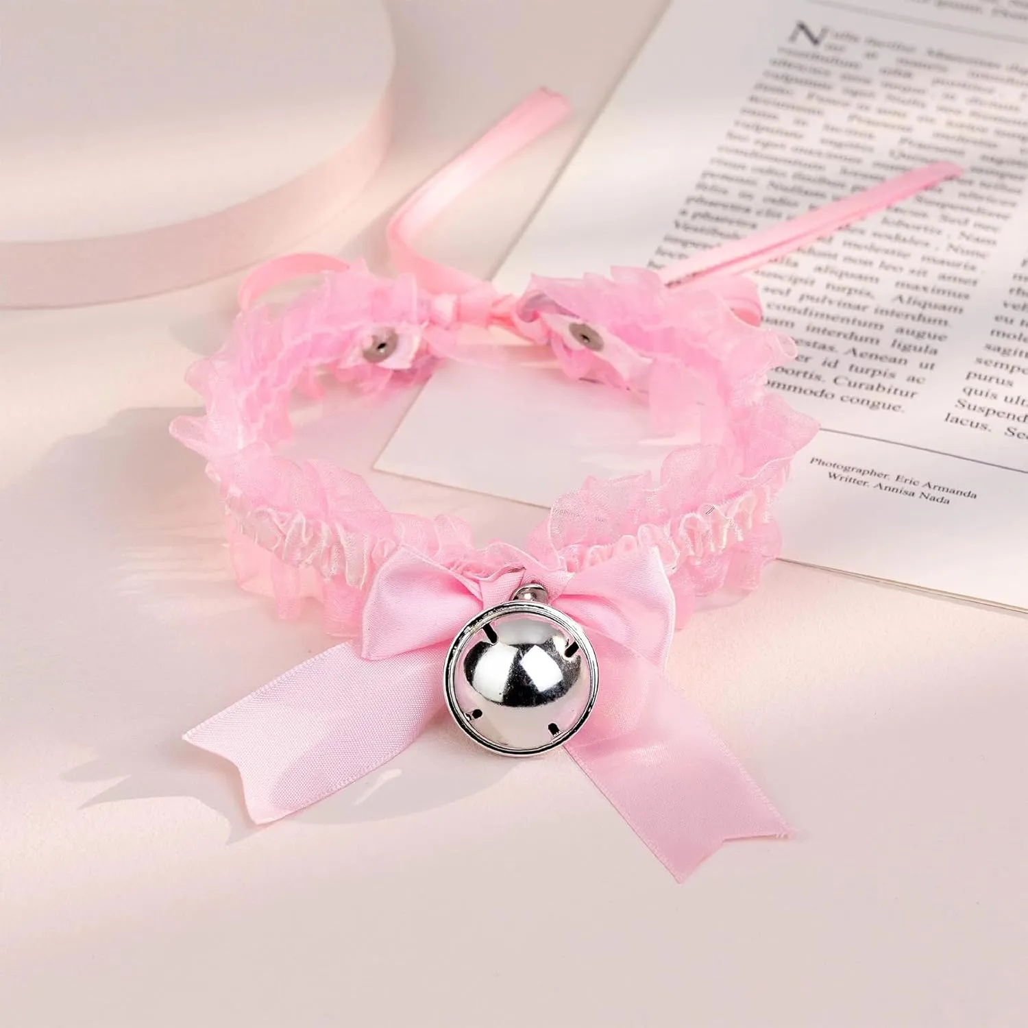 Bow Bell Choker Necklace for Women Lolita Bowknot Lace Necklace Gothic Black Rivet Neck Chain Cosplay Costume Punk Party Neck Accessories