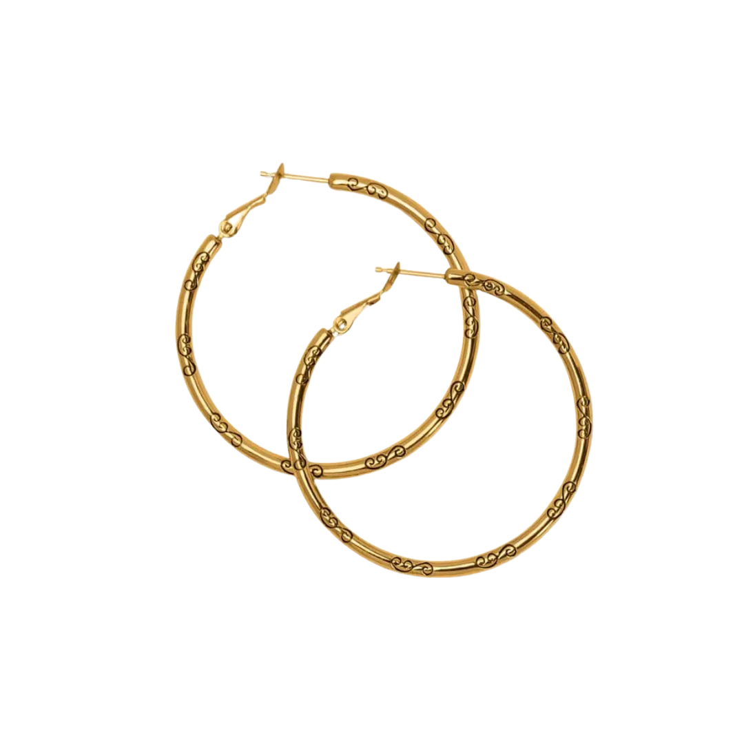 Brighton Women's Large Hoop Charm Gold Earrings
