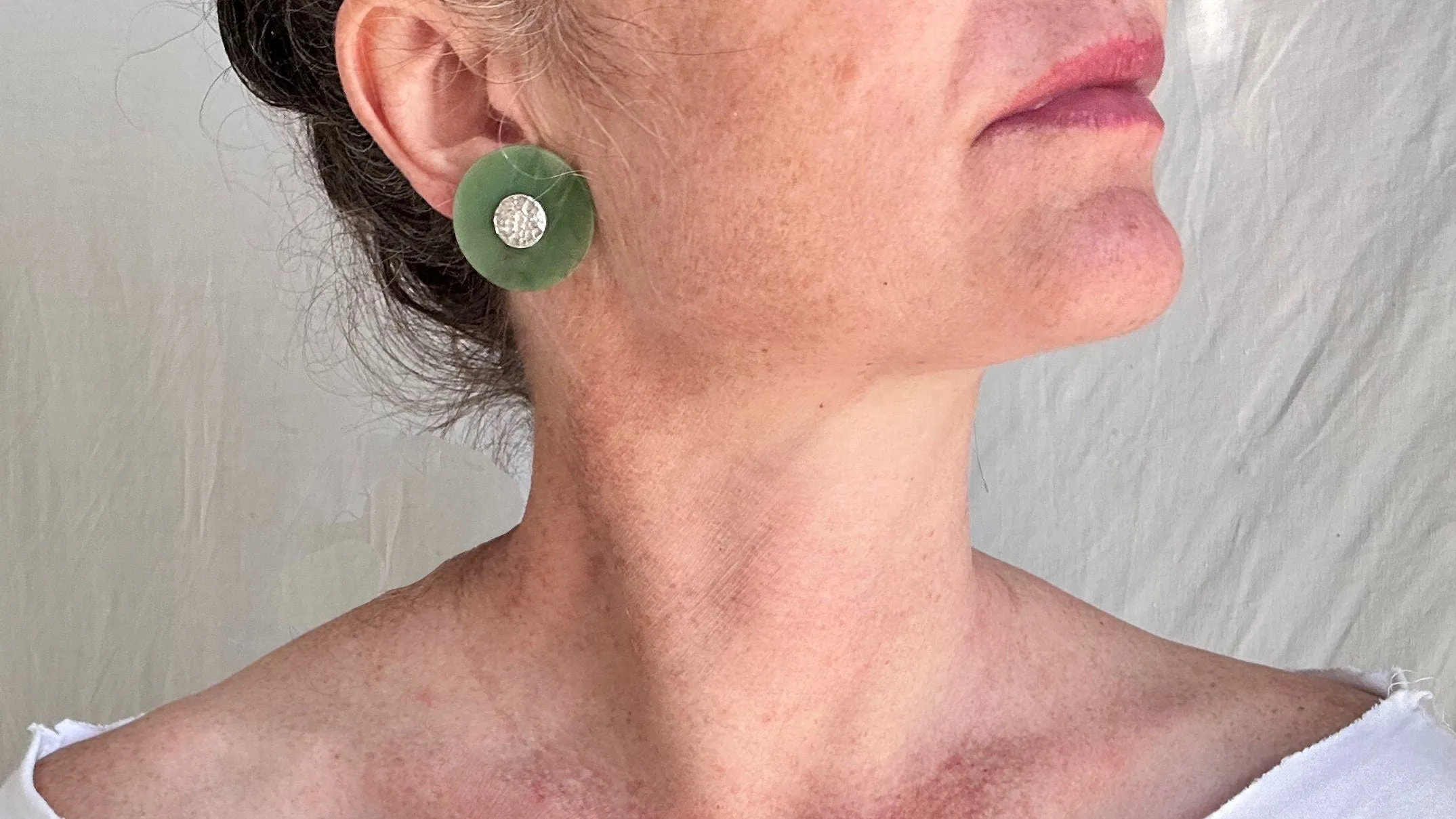 Canadian Jade Earrings. Jade & Sterling Silver. 1353
