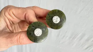 Canadian Jade Earrings. Jade & Sterling Silver. 1367