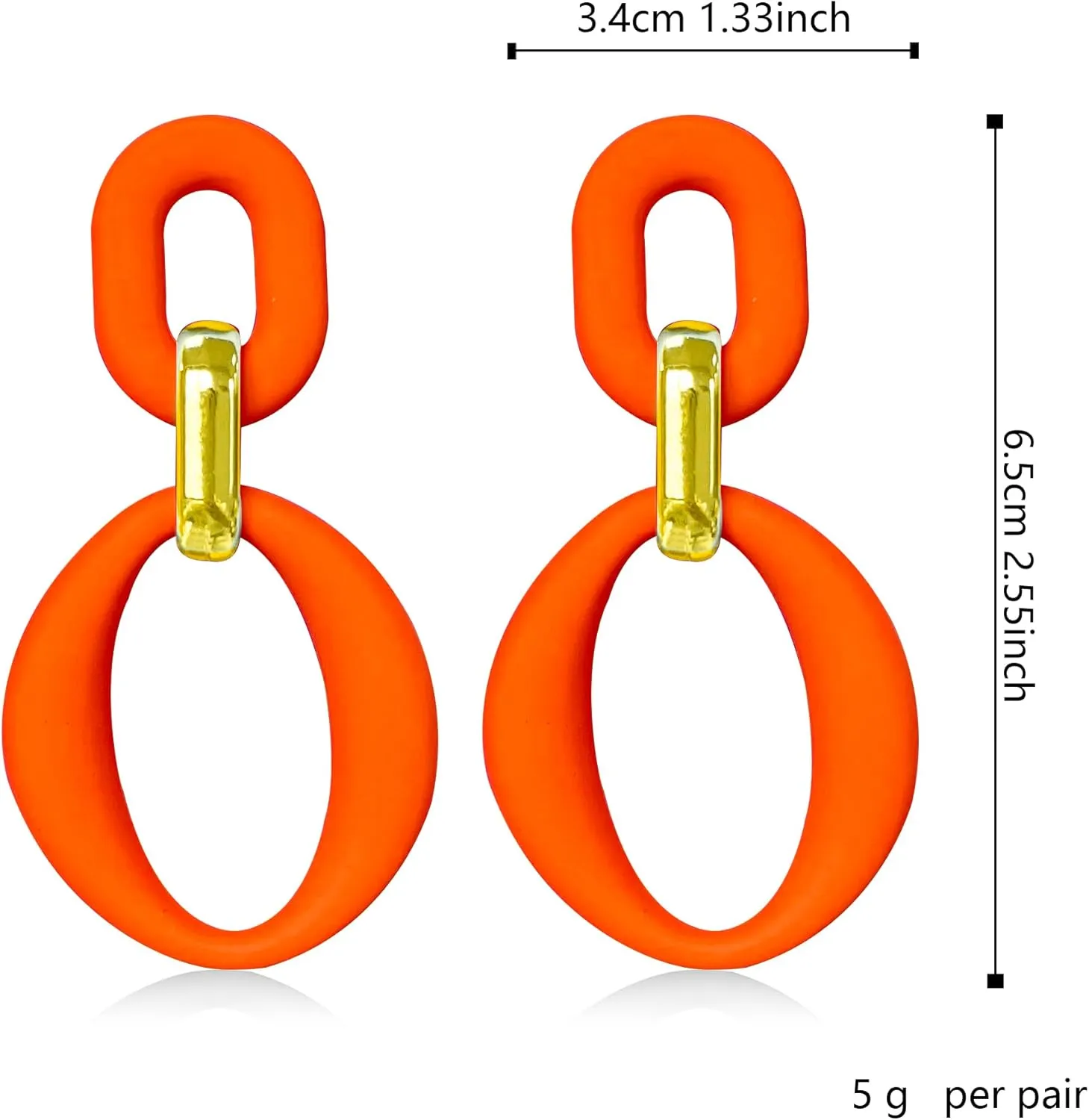 Candy Color Long Chain Link Dangle Earrings for Women Gold Plated Retro Oval Round U Shape Earring Studs