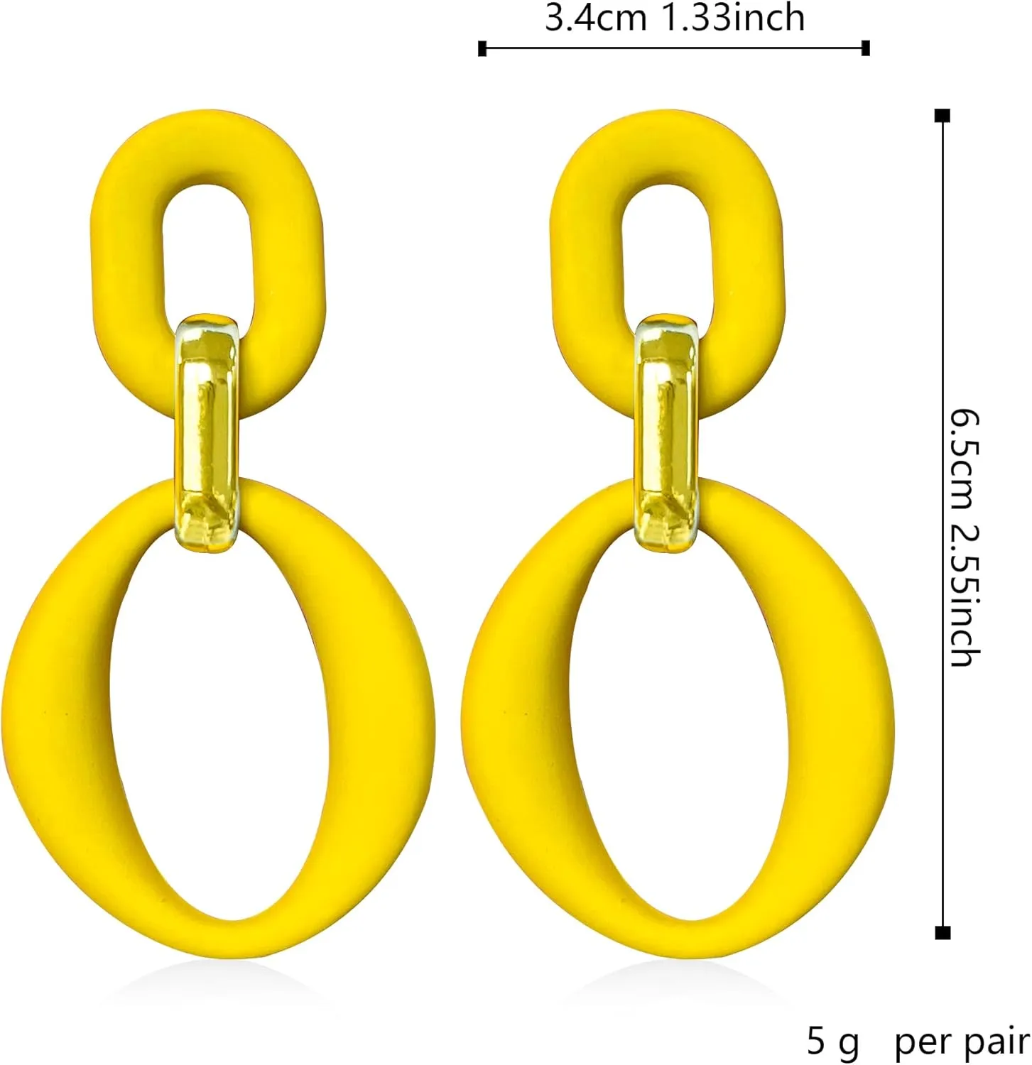 Candy Color Long Chain Link Dangle Earrings for Women Gold Plated Retro Oval Round U Shape Earring Studs