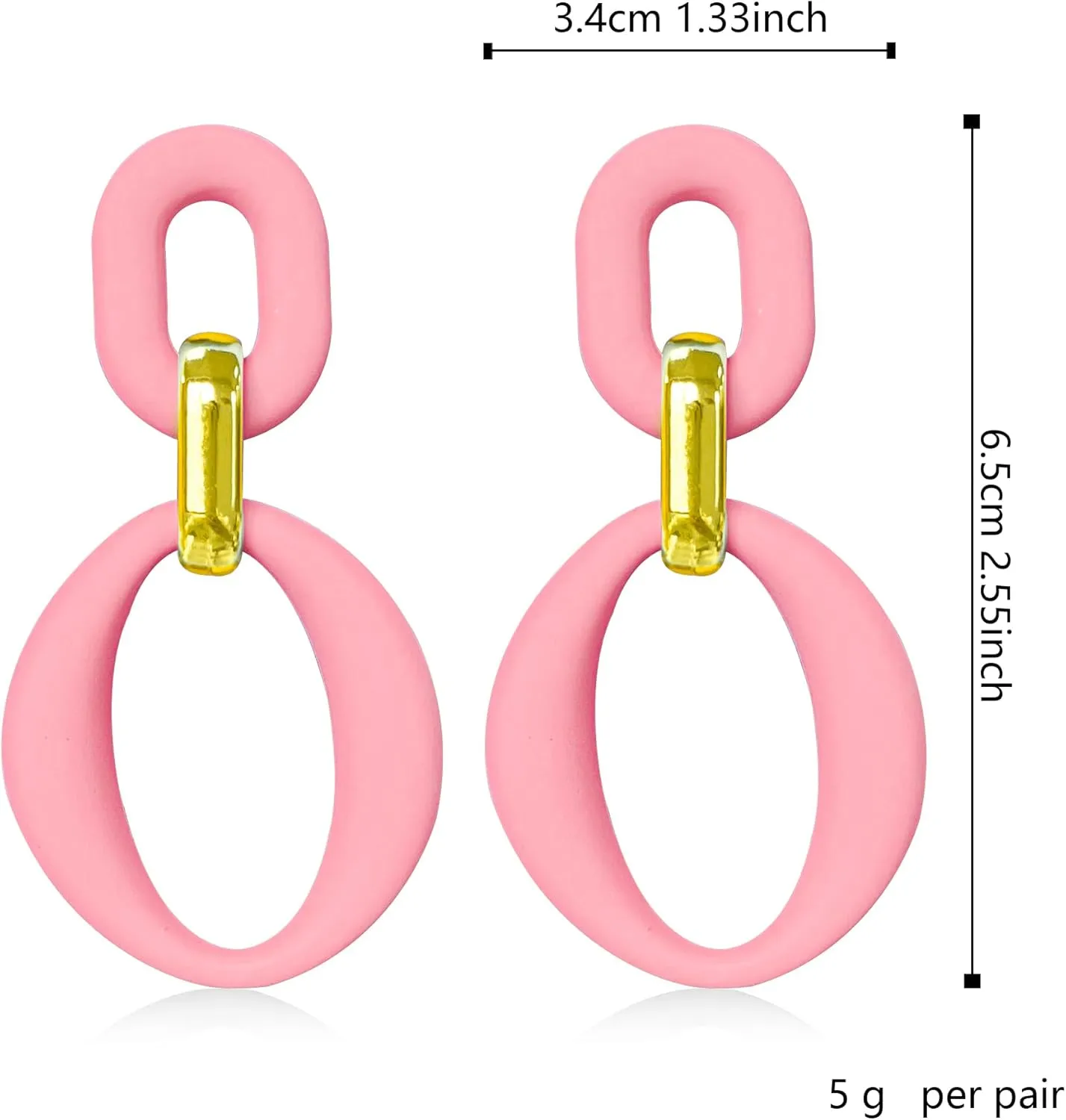 Candy Color Long Chain Link Dangle Earrings for Women Gold Plated Retro Oval Round U Shape Earring Studs
